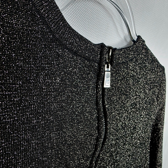 Vince Camuto Elegant Black & Gold Long Sleeve Knit Dress - Picture 6 of 6